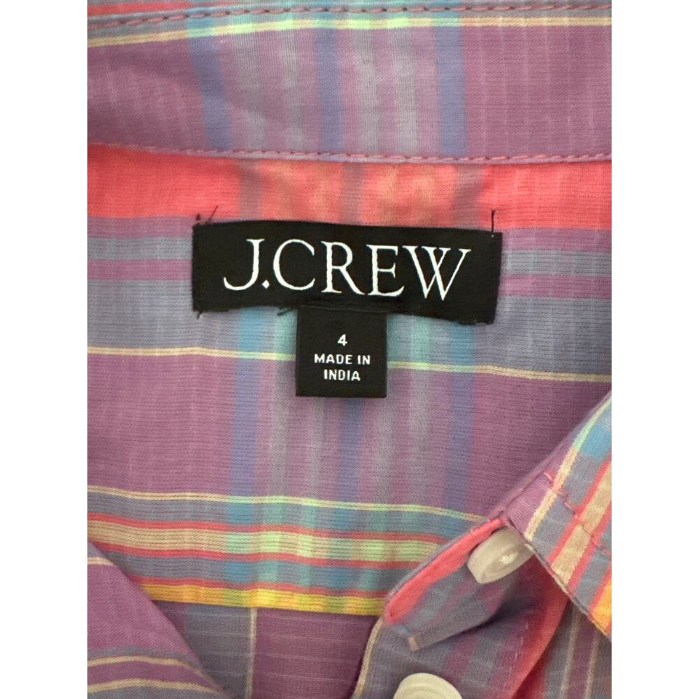 J. Crew Women's Preppy DadCore Madras Plaid Button Up Shirt Size 4 - Picture 7 of 9